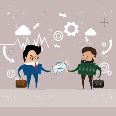 İki iş adamı vermek zarf posta belge iletişim