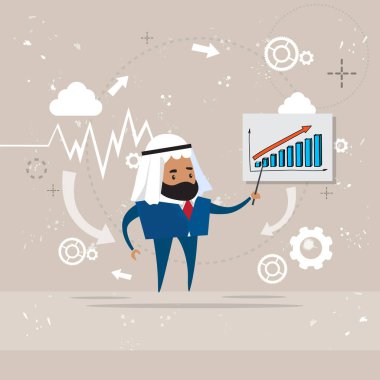Arap iş adamı ekonomi grafik grafik rapor gösterme