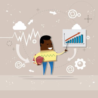 Afrika kökenli Amerikalı iş adamı ekonomi grafik grafik rapor gösterme