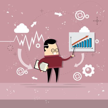 Asya iş adamı ekonomi grafik grafik rapor gösterme