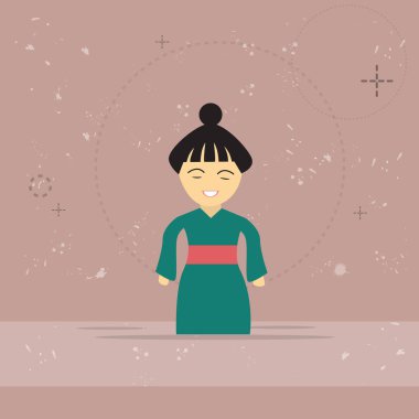 Asyalı kadın Asya çizgi film karakteri Mix yarış işkadını