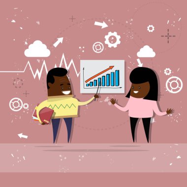 Afrika kökenli Amerikalı iş adamı ve ekonomi grafik grafik raporu gösterilen kadın