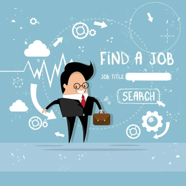 Business Man Find Job Curriculum Vitae Recruitment Candidate Position, CV Profile — Stock Vector