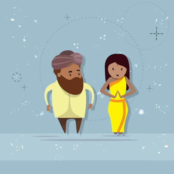 Kostým Indián a žena pár kreslená postava Mix závod podnikatel podnikatelka — Stockový vektor