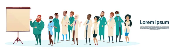 Mix Race medische artsen groep Team mensen stagiair Hoorcollege studie — Stockvector