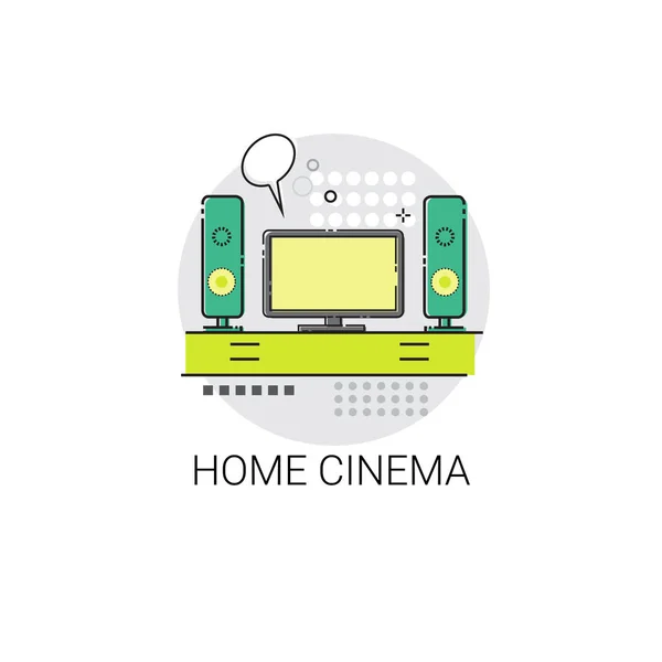 Screen Tv Home Digital Cinema Audio Speaker Set Icon — Stock Vector