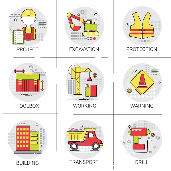 Conjunto de ícones industriais Projeto de construção Engenharia Toolbox —  Vetores de Stock