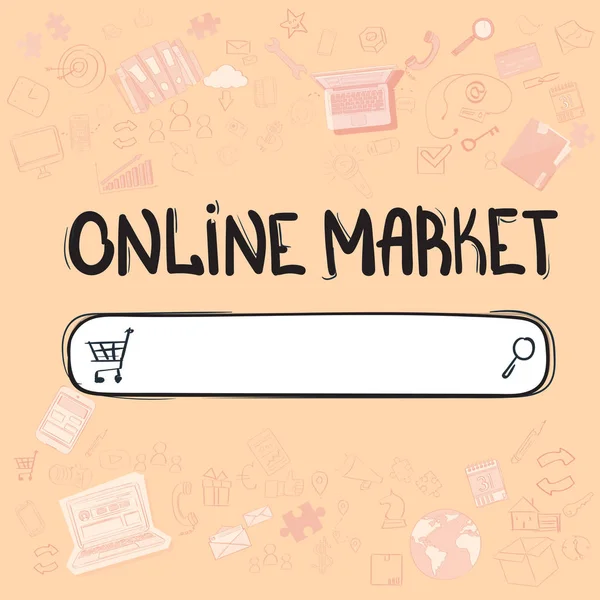 Alışveriş online pazar uygulama arabirimi kavramı Doodle el çizmek kroki arka plan