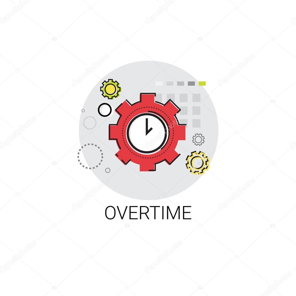 Overtime Extra Hours Work Icon Vector Illustration