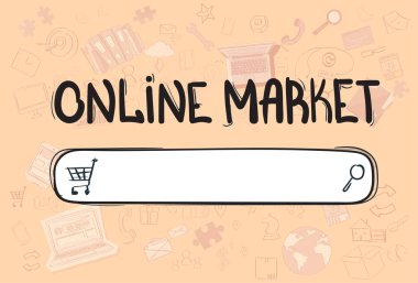 Alışveriş online pazar uygulama arabirimi kavramı Doodle el çizmek kroki arka plan