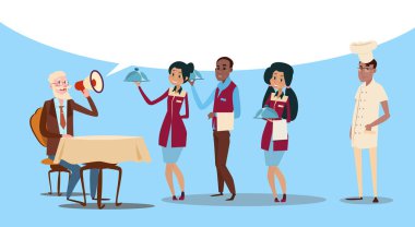 Restoran in aşçı ve garsonlar servis istemci Mix yarış grubu Cafe iç