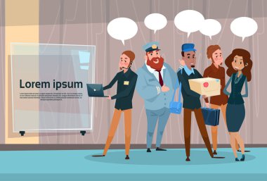 İnsanlar grubu farklı meslek çalışanları ile sohbet kabarcık ağ iletişim bayrak yarışı işçi karıştırmak