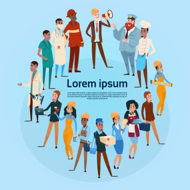 İnsanlar farklı meslek takım bir araya, çalışanların yarış işçi afiş Mix