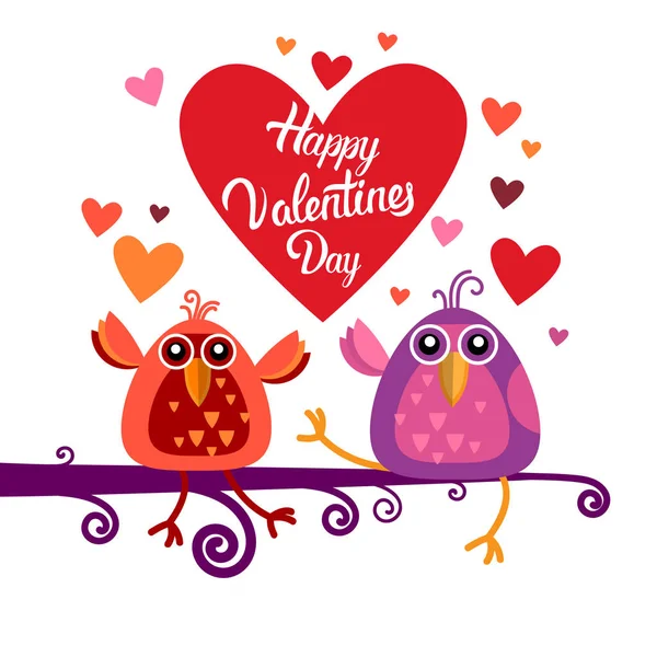 Dia dos Namorados presente cartão feriado amor pássaro coração forma banner com espaço de cópia — Vetor de Stock