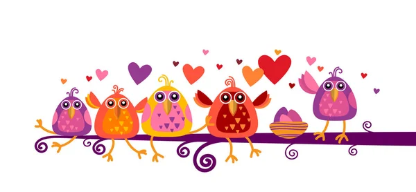 Valentine dag Gift Card Holiday Love Bird hart vorm Banner met kopie ruimte — Stockvector