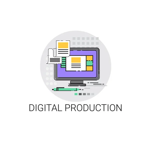 Produção Digital Design Gráfico Icon Vector — Vetor de Stock