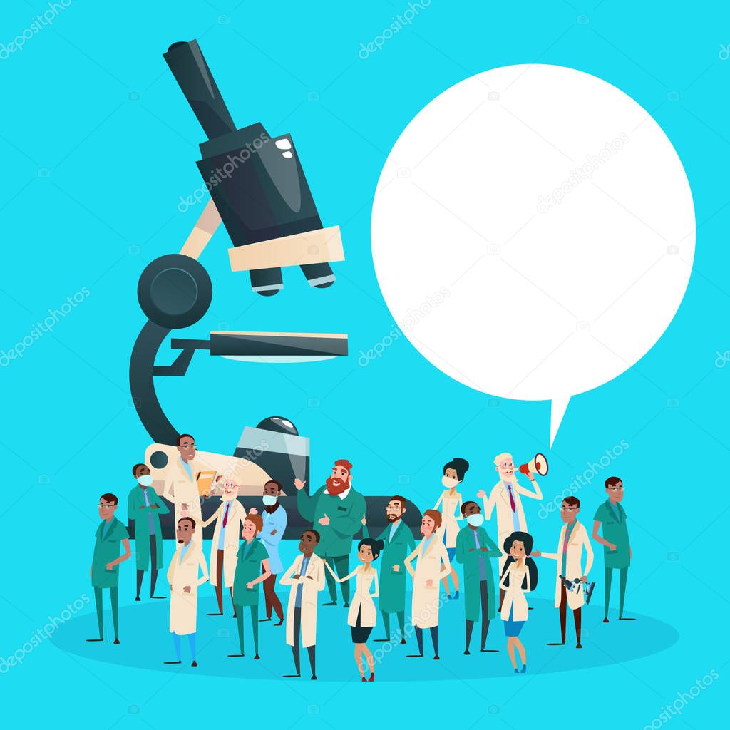 Group Medial Doctors Team Scientist Working Microscope Research Chemical Laboratory