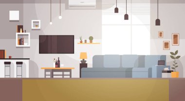 Modern oturma odası iç boş insanlar ev