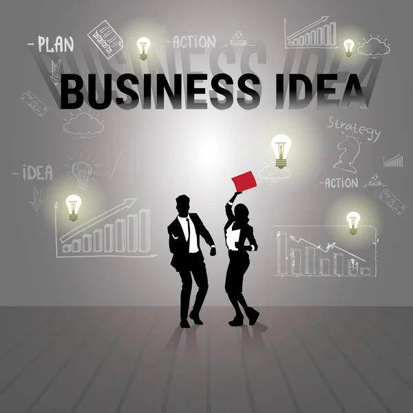 Silhueta Empresários Ideia de negócio Brainstorm New Startup Development —  Vetores de Stock