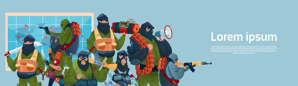 Терроризм Вооруженный террорист Черная маска держать оружие пулемёт планирования мировой атаки
