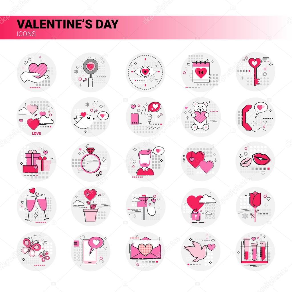 Valentine Day Gift Card Holiday Love Icon Stamp Set Vector Illustration