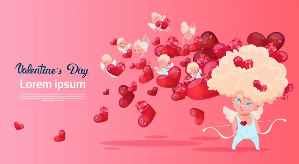 Tarjeta de regalo de San Valentín Amour Love Cupid Heart Shape — Vector de stock
