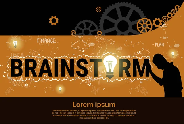 Homme d'affaires Brainstorming Business Plan Strategy Concept Startup Development Banner — Image vectorielle