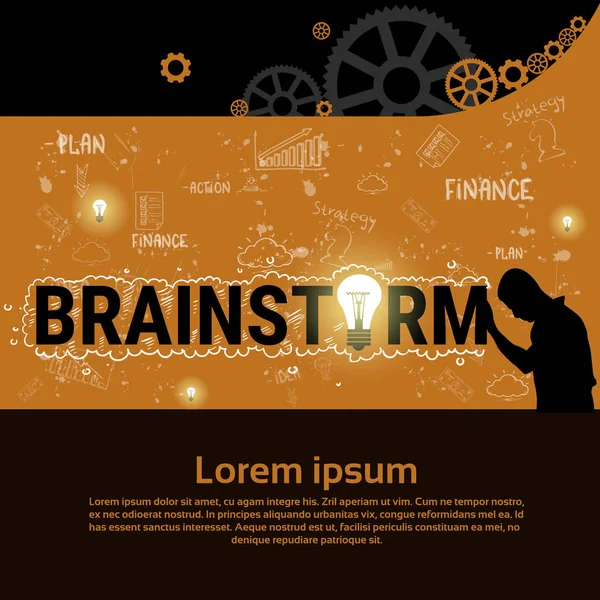 Homme d'affaires Brainstorming Business Plan Strategy Concept Startup Development Banner — Image vectorielle