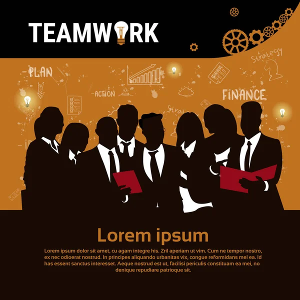 Businesspeople Group Team Brainstorm Teamwork Business Plan Strategy Concept Startup Development Banner — Vector de stoc