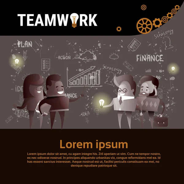 Företagare-gruppen Team Brainstorm lagarbete Business Plan strategi konceptet start utveckling Banner — Stock vektor