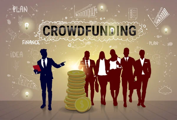 Business People Group investeringar pengar Investor crowdfunding Web Banner — Stock vektor