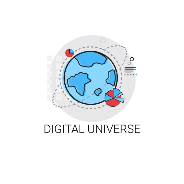 Ikon Data Global Arus Informasi Alam Semesta Digital - Stok Vektor