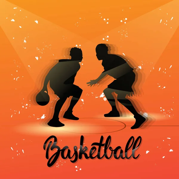 Basketbol oyuncu sporcu spor rekabet siluet siyah adam — Stok Vektör