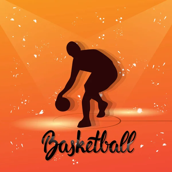 Basketbalový hráč sportovec sportovní konkurence černá silueta člověka — Stockový vektor