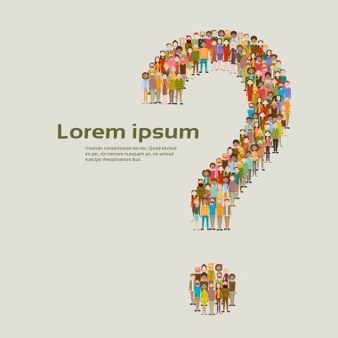 İş insanlar soru işareti büyük bir kalabalık iş adamları Mix etnik farklı grup
