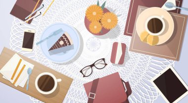 Kahve kek tablo en iyi açı görünümü afiş kırmak