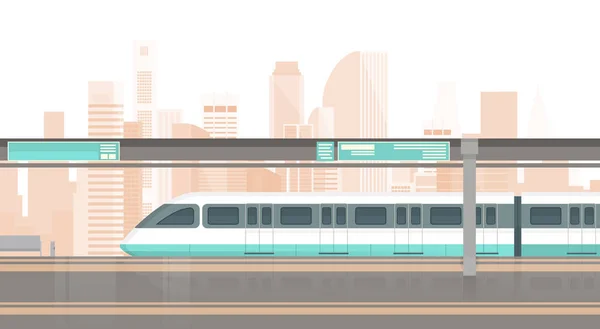 Metra tramwaj nowoczesnego miasta miejskiej, stacja metra Rail Road — Wektor stockowy