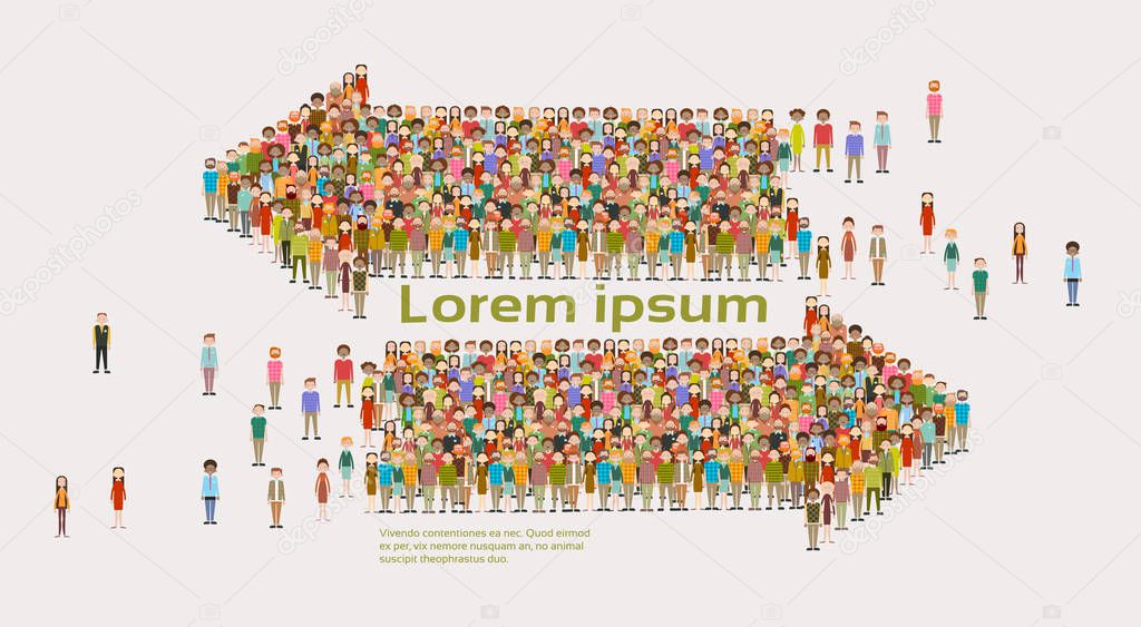 Group of Business People Arrow Big Crowd Businesspeople Mix Ethnic Diverse