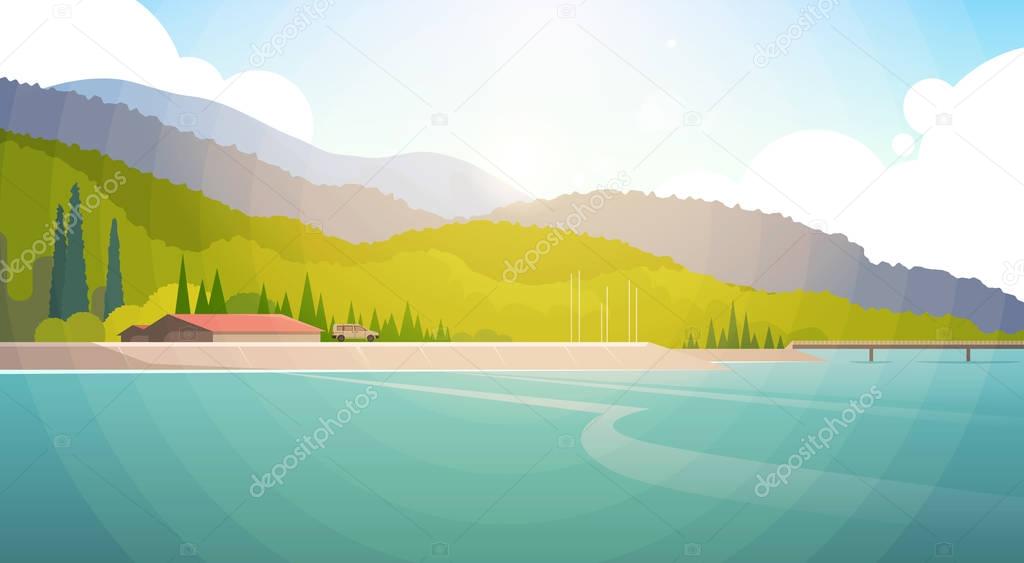 Summer Landscape Mountain Forest Sky Woods Seaside