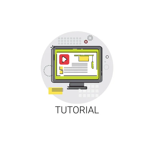 Wiedzy e-learningu Tutorial edukacji Online ikona — Wektor stockowy