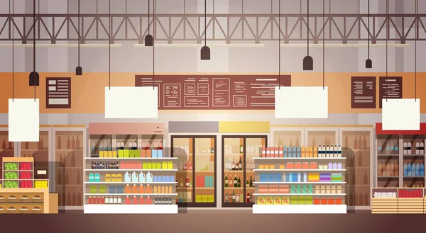 Tienda grande Super Market Shopping Mall Interior — Vector de stock