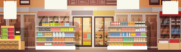 Tienda grande Super Market Shopping Mall Interior — Vector de stock