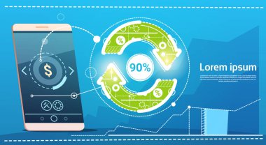Hücre akıllı telefon güncelleştirme ok Finans başarı kavramı
