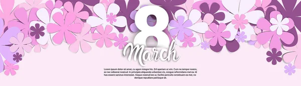 3 月 8 日国际妇女节问候卡横幅 — 图库矢量图片