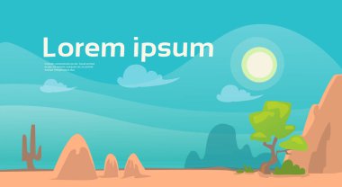 Deset manzara kum Mountines gökyüzü afiş