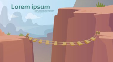 Tehlikeli dağ yolu ip Köprüsü Risk