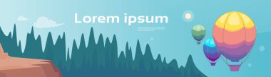 Hava balonları uçan yaz manzara dağ orman gökyüzü Woods