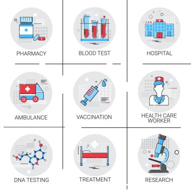Klinik tıp Icon Set tedavi Hastanesi doktorları