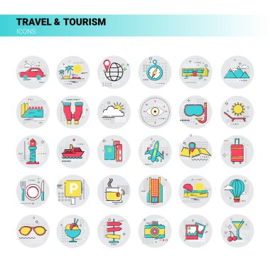 Seyahat turizm simge kümesi tatil tatil