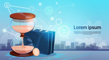 İş evrak çantası kum saati bitti siluet Şehir Manzaralı